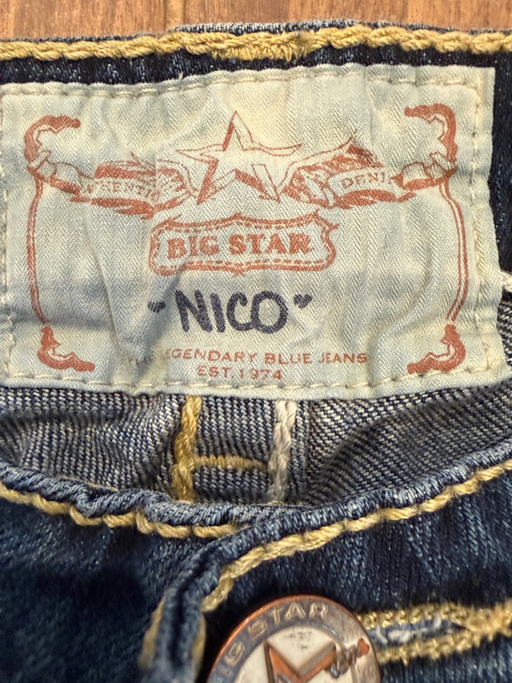 Dark Wash Women's Slim Straight Jeans. Waist 16”. Rise 8”. Inseam 32” - Picture 2 of 13